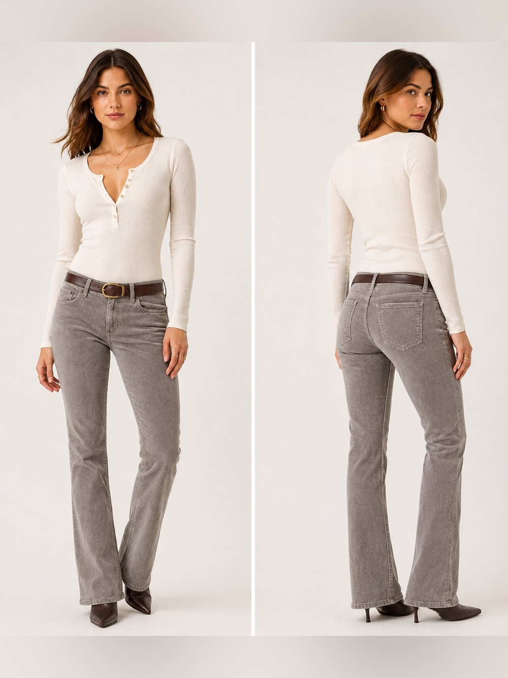 KUT from the Kloth Karen Baby Bootcut Corduroy Pants Gray Size 0 Low Rise